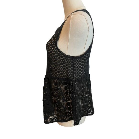 Vintage Y2K American Eagle Lace Tank Top Size M Black Sheer Whimsigoth Grunge - Picture 3 of 7